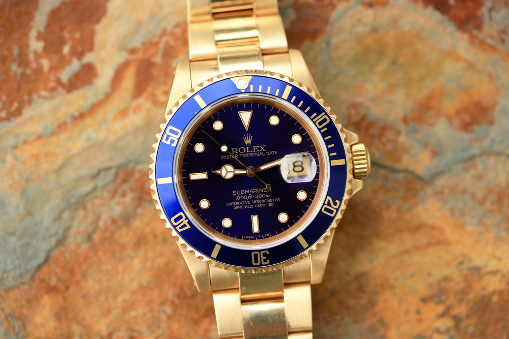 SOLD 1991 Rolex Submariner Gold 16618 Tropical Purple Dial - Lunar ...