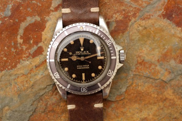 Alternative view of 1961 Rolex Submariner 5512 PCG, Tropical Dial, Unpolished, Chapter Ring Exclamation Dial