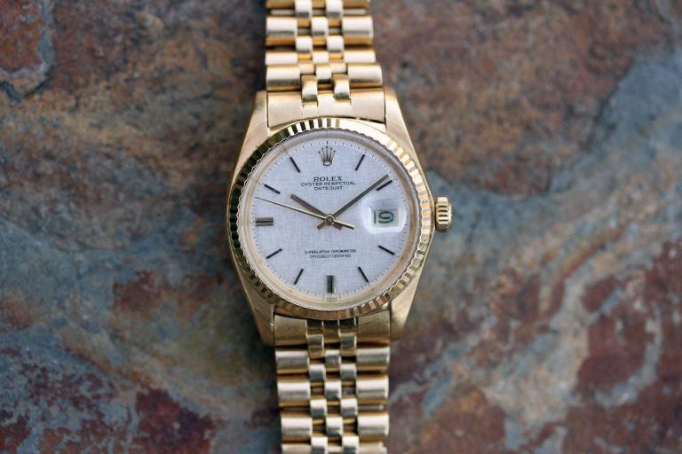 1975 Rolex DateJust 1601 Solid 18kt Gold on Jubilee Bracelet, Linen ...