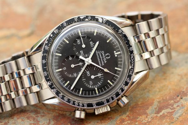 Alternative view of 1970 Omega Speedmaster 145.022-69 Pre-Moon on Holzer Mexican Bracelet, 220 Bezel
