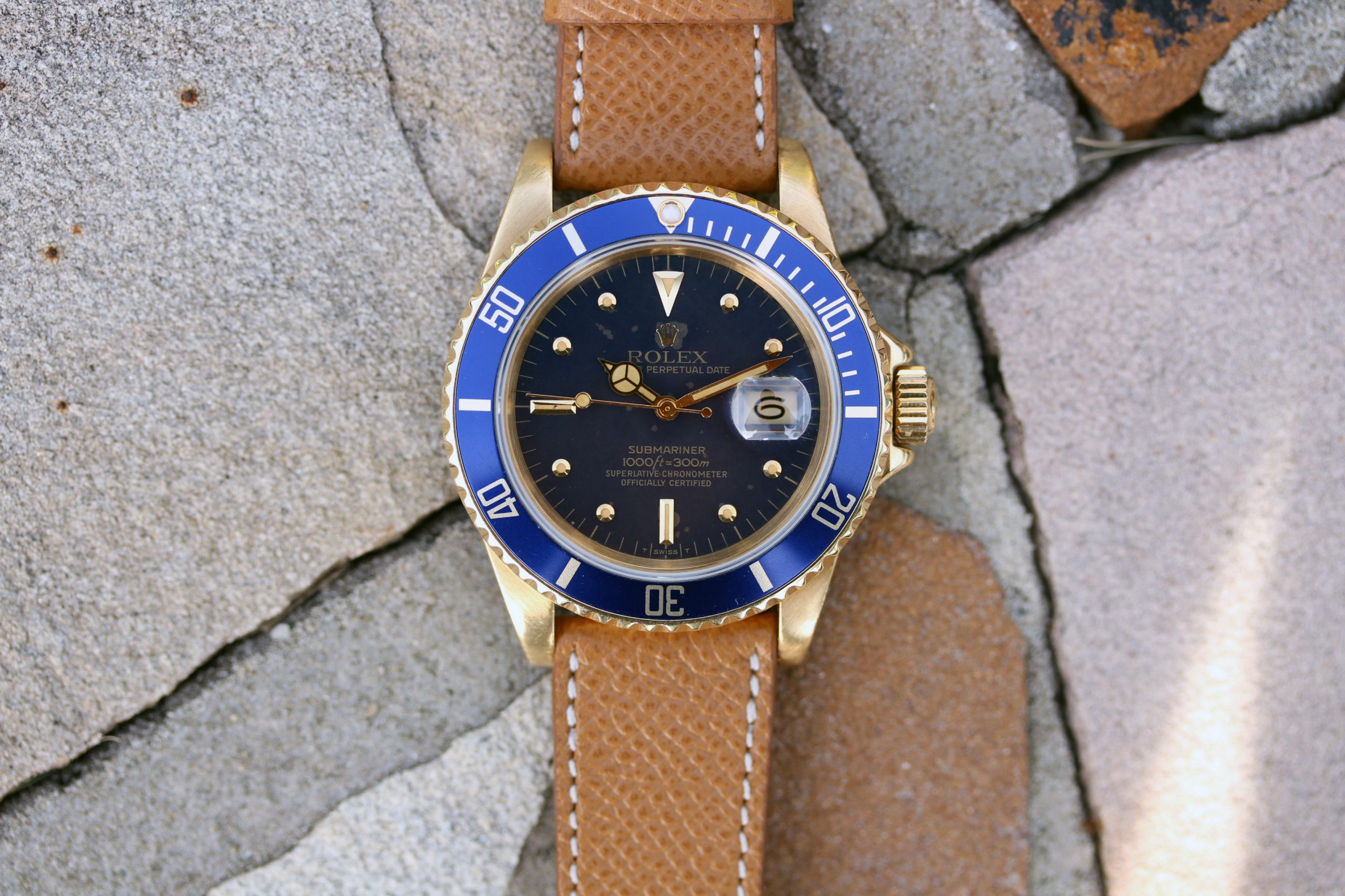 rolex submariner blue leather strap