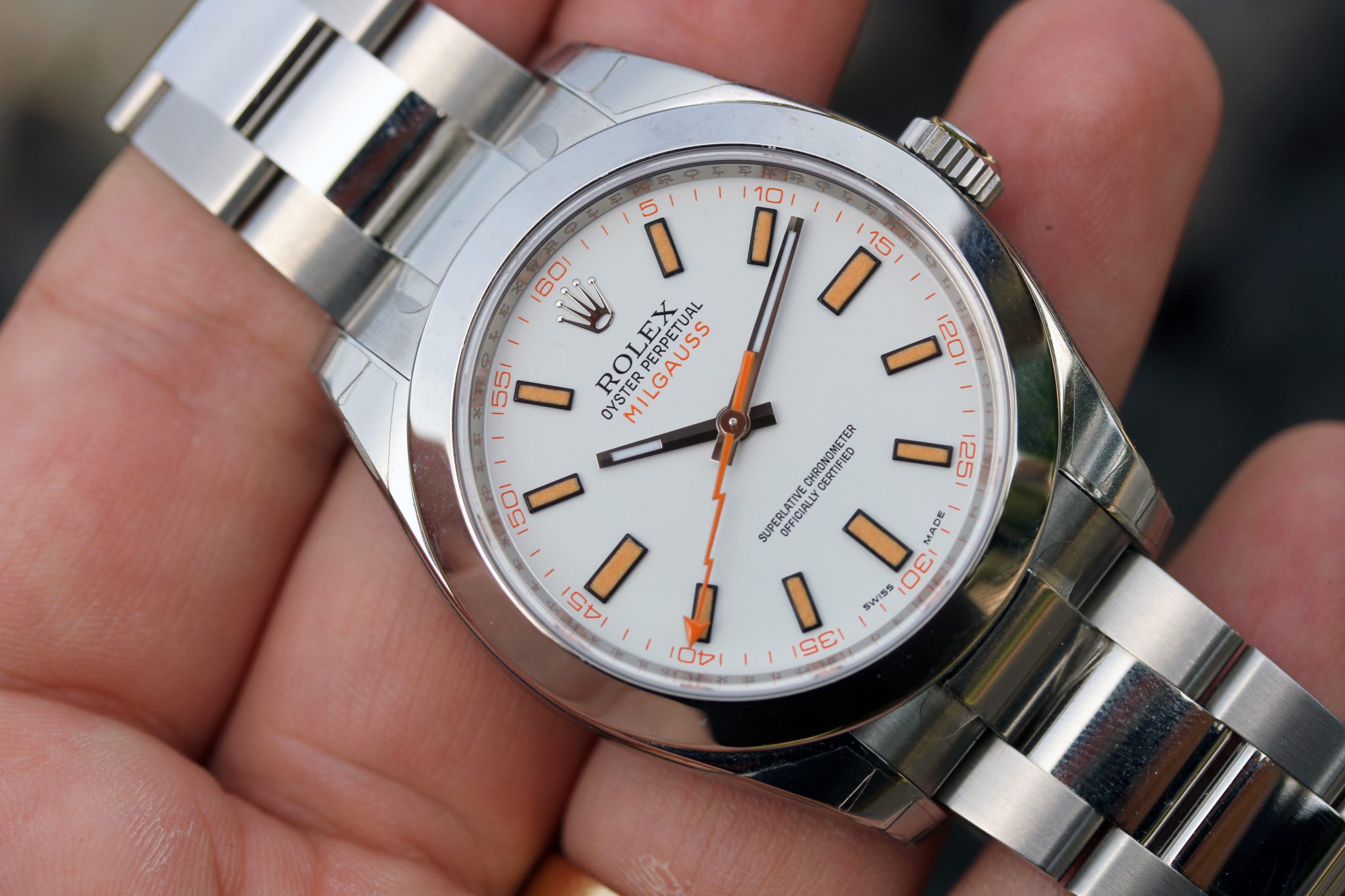 rolex milgauss white dial